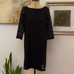NWOT, M, Long sleeve crochet-like dress, lined